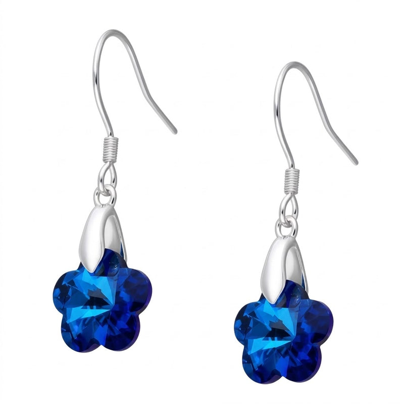 Aros Colgantes Flor Azul Swarovski®