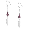 Aros Colgantes Pluma Cristal Swarovski® Violeta