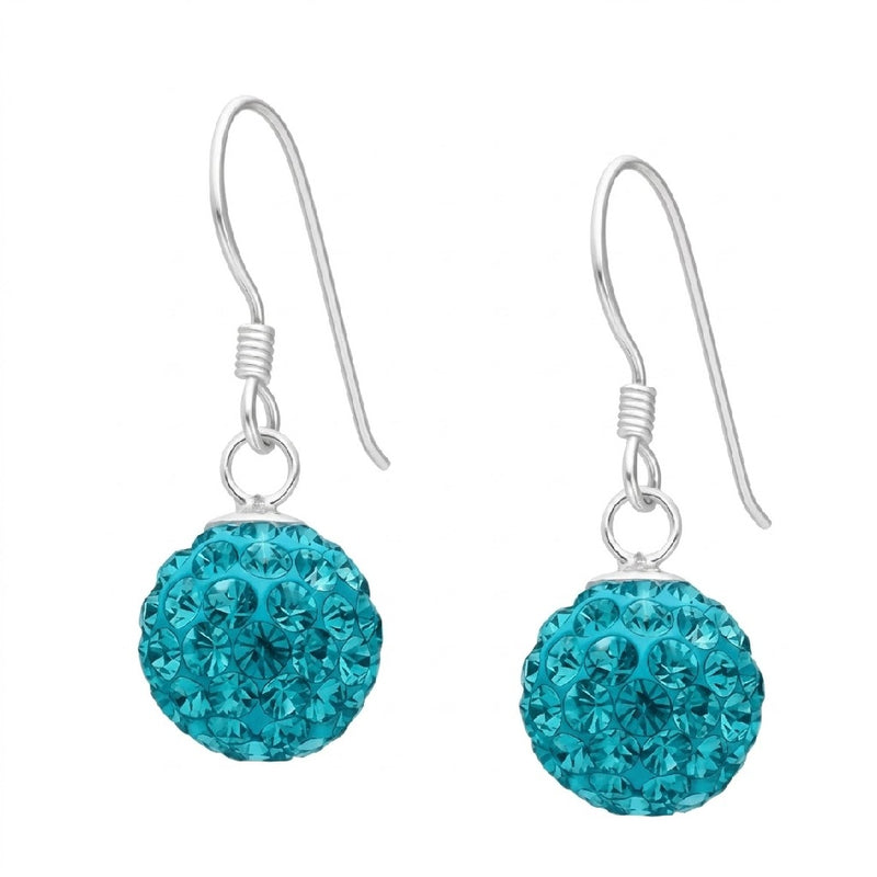 Aros Colgantes Esfera Cristal Swarovski® Turquesa