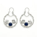 Aros Argollas Torcida Delfín Circón Azul 28 mm