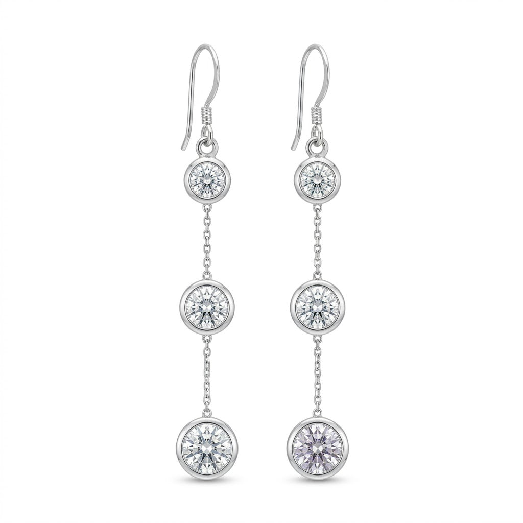 Aros Colgantes 3 Círculos Circones Blancos