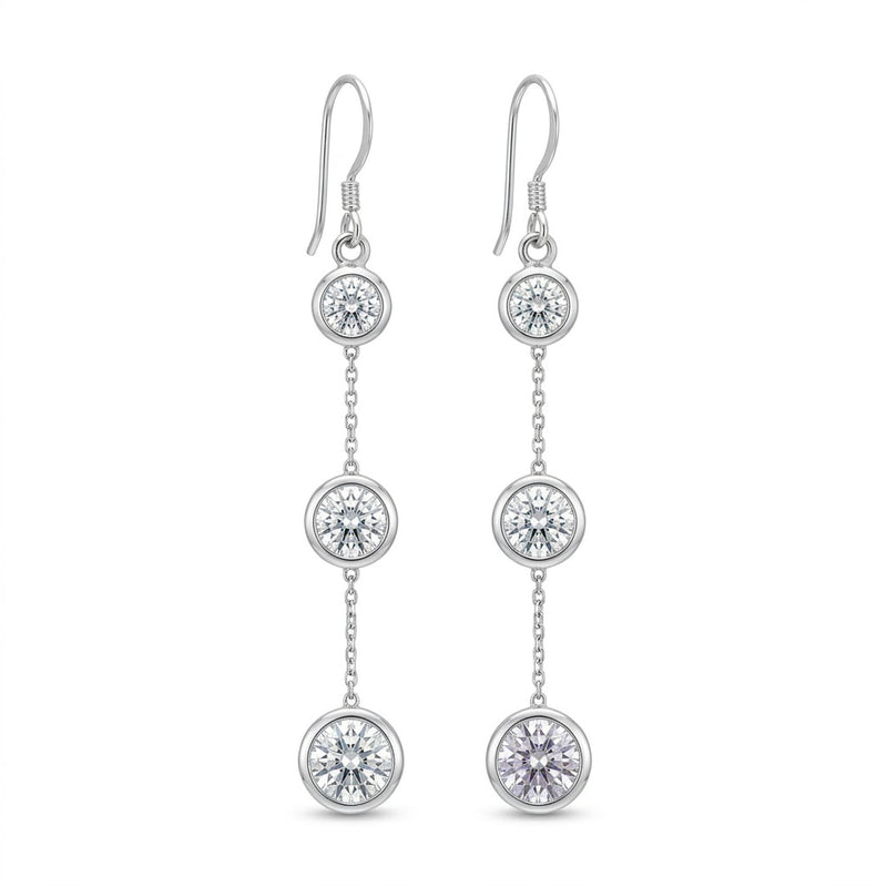 Aros Colgantes 3 Círculos Circones Blancos
