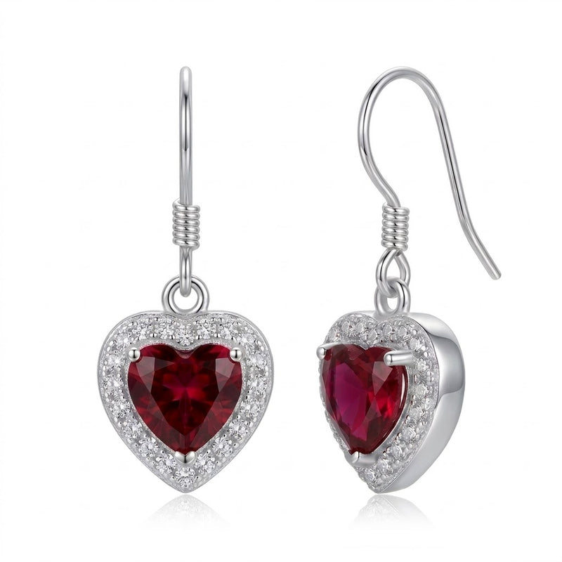 Aros Colgantes Corazón Rojo Rodeado Circones