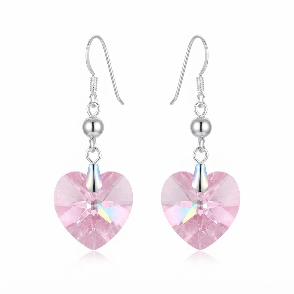 Aros Colgantes Corazón Rosa Swarovski®