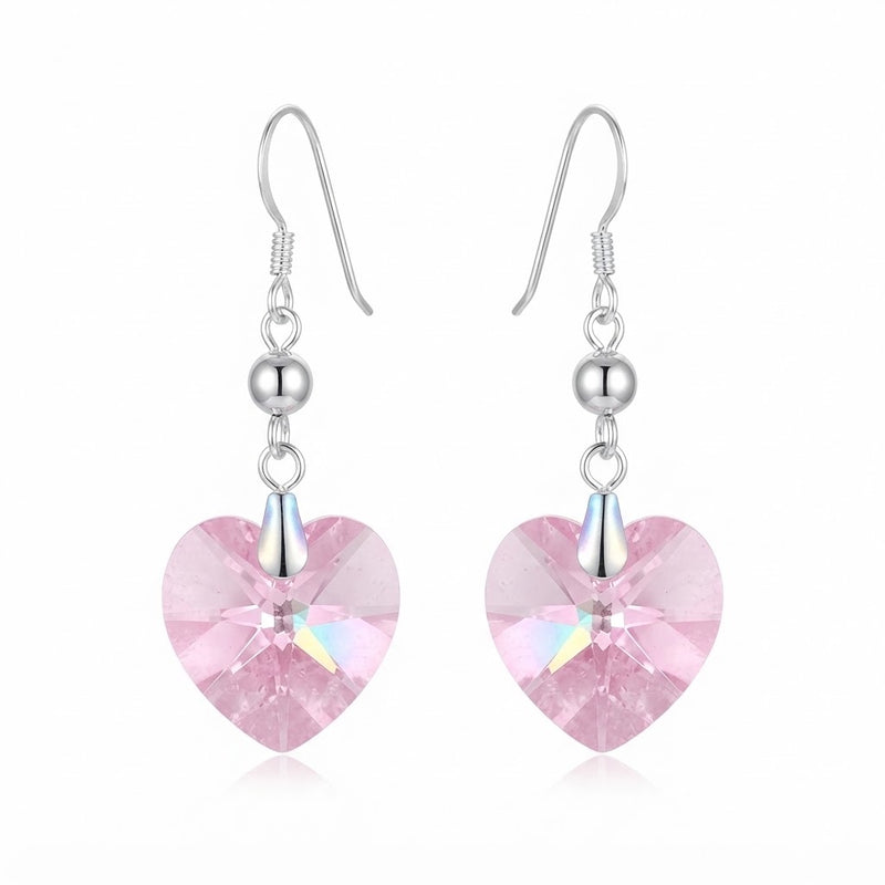 Aros Colgantes Corazón Rosa Swarovski®