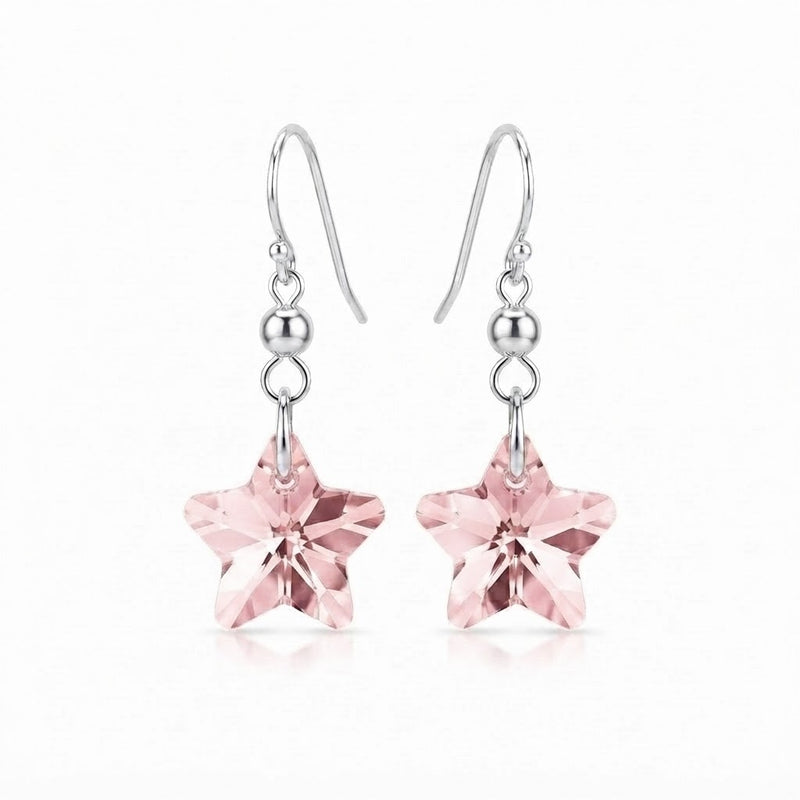 Aros Colgantes Estrella Rosa Swarovski®
