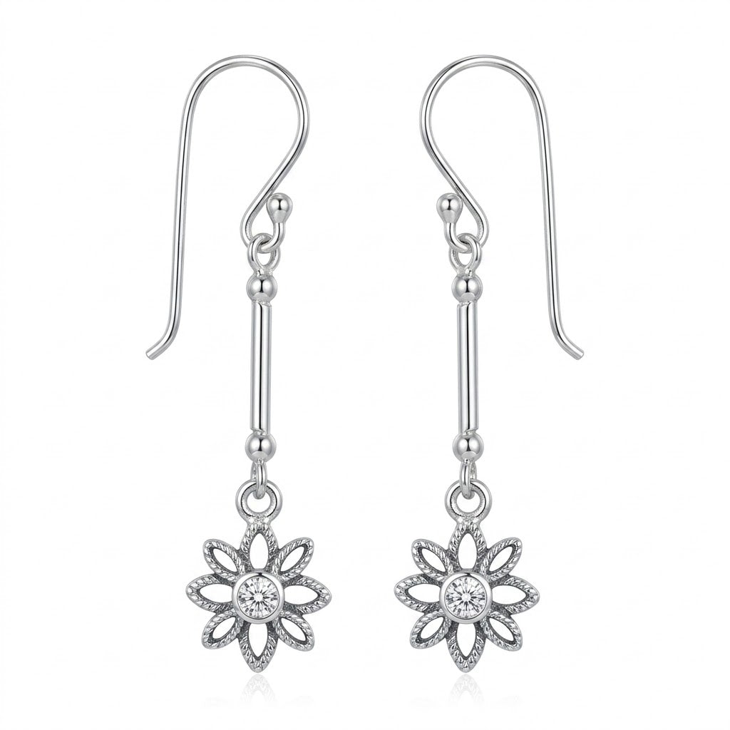 Aros Colgantes Flor Envejecida Circón