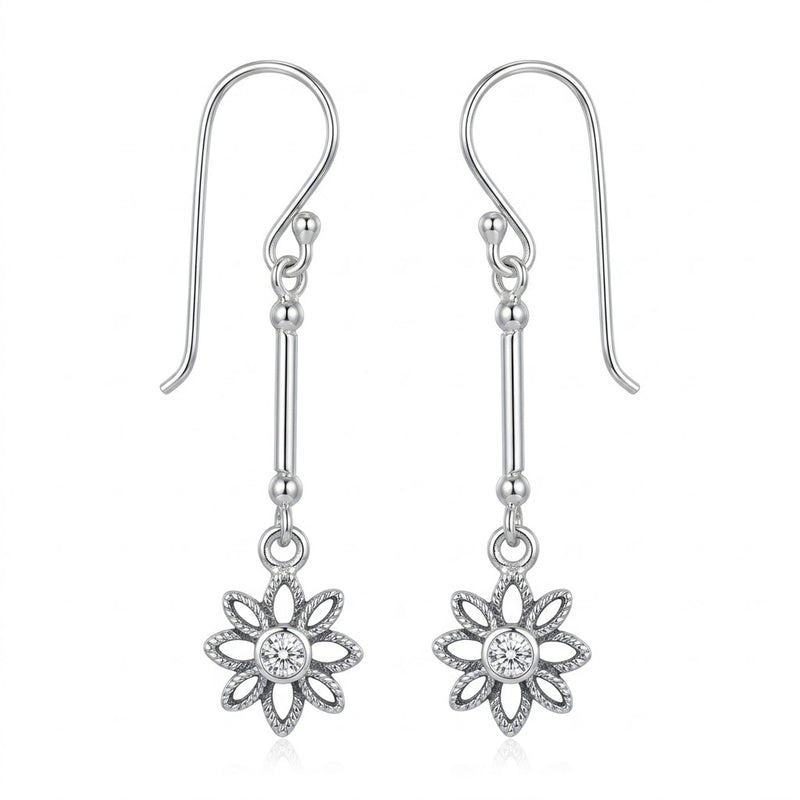 Aros Colgantes Flor Envejecida Circón