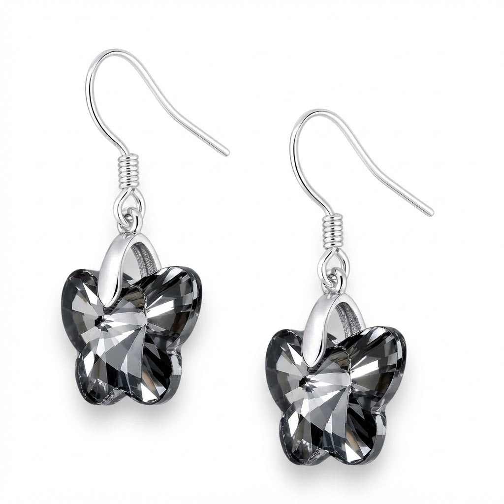 Aros Colgantes Mariposa Negra Swarovski®