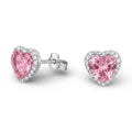 Aros Pegados Corazón Rosa Cristales Swarovski®