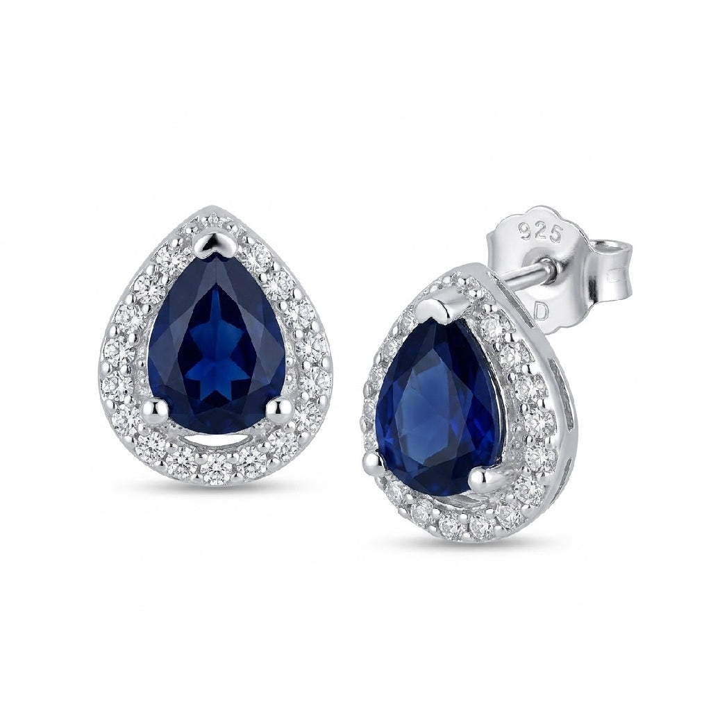Aros Pegados Circón Azul Punta 8 mm