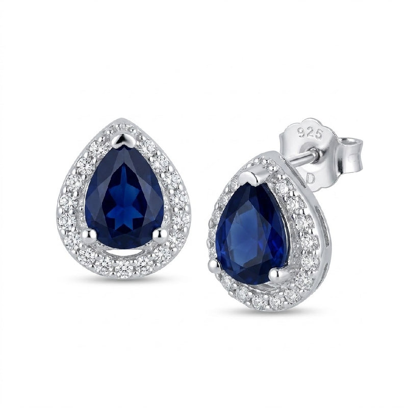 Aros Pegados Circón Azul Punta 8 mm