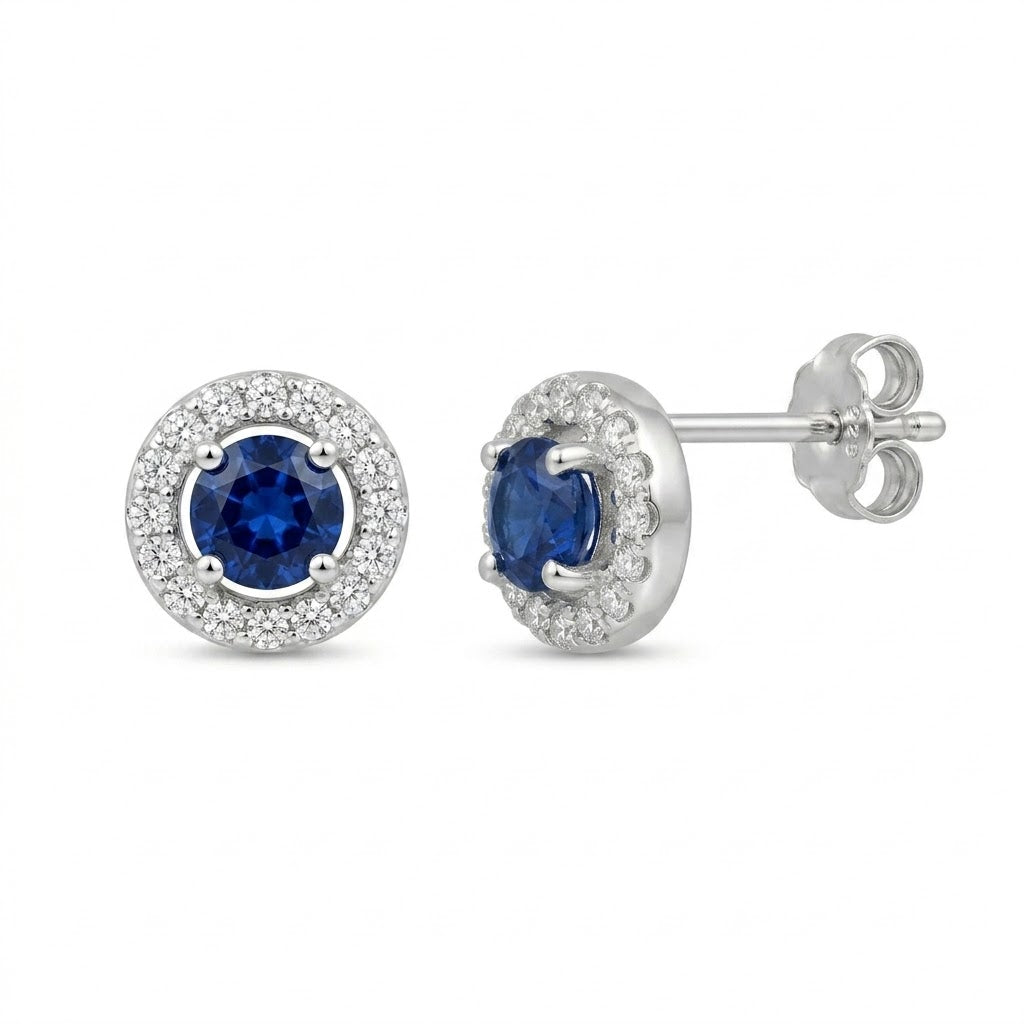 Aros Pegados Circón Azul Rodeado