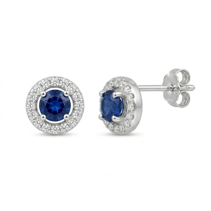 Aros Pegados Circón Azul Rodeado