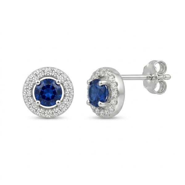 Aros Pegados Circón Azul Rodeado