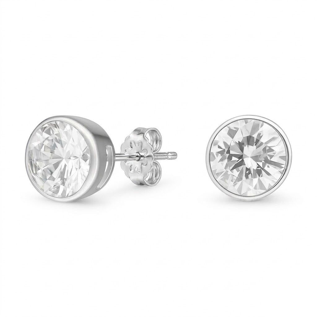 Aros Pegados Circón Blanco Redondo 9 mm