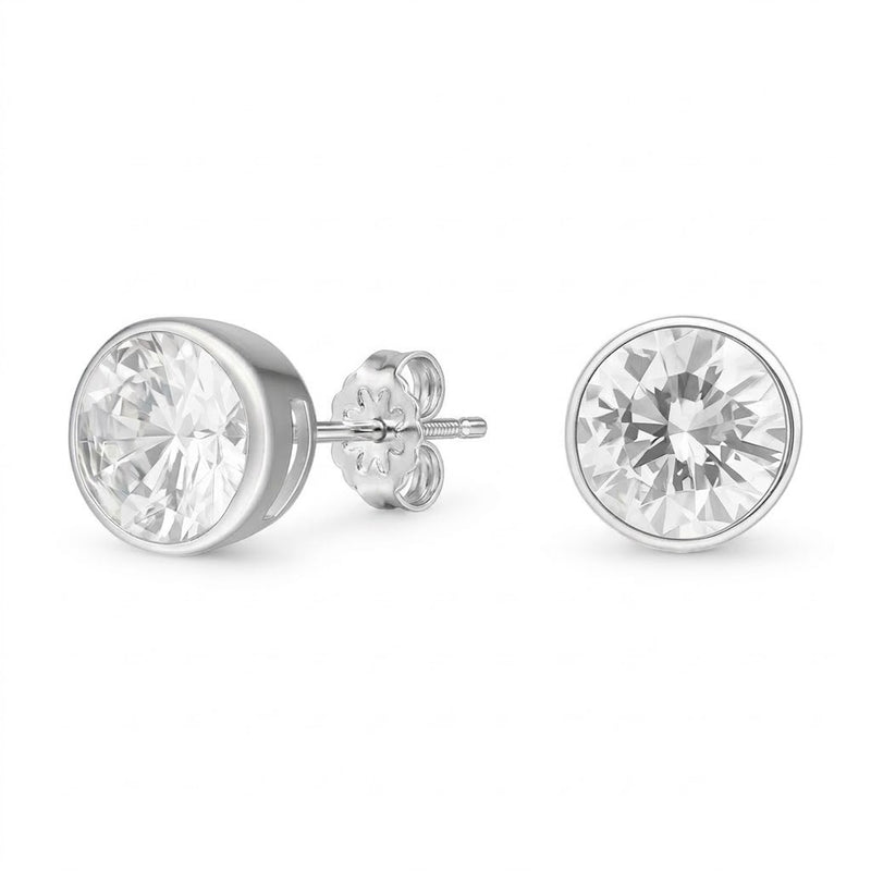 Aros Pegados Circón Blanco Redondo 9 mm