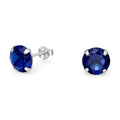 Aros Pegados Circón Circular Azul 8 mm