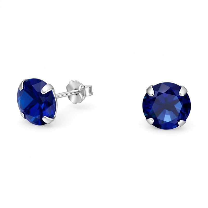 Aros Pegados Circón Circular Azul 8 mm