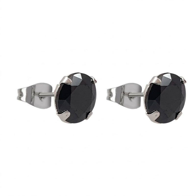 Aros Pegados Circón Circular Negro 7 mm