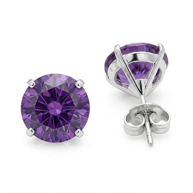 Aros Pegados Circón Circular Púrpura 9 mm