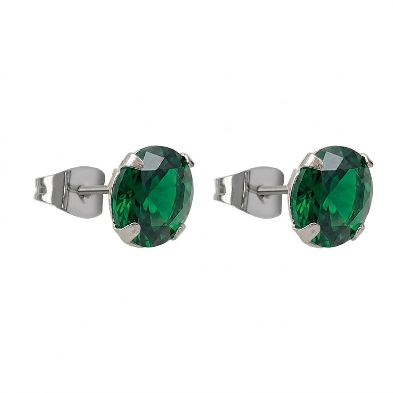 Aros Pegados Circón Circular Verde 6 mm