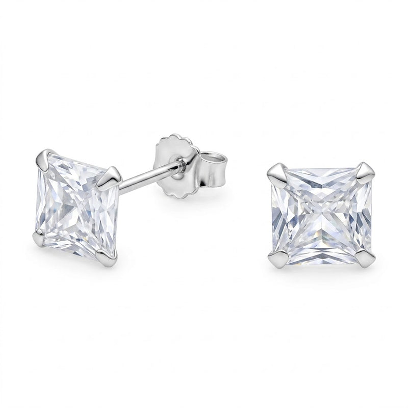 Aros Pegados Circón Cuadrado Blanco 6.5 mm
