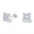 Aros Pegados Circón Cuadrado Blanco 8.5 mm