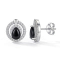 Aros Pegados Círculos Circón Negro Punta 11 mm