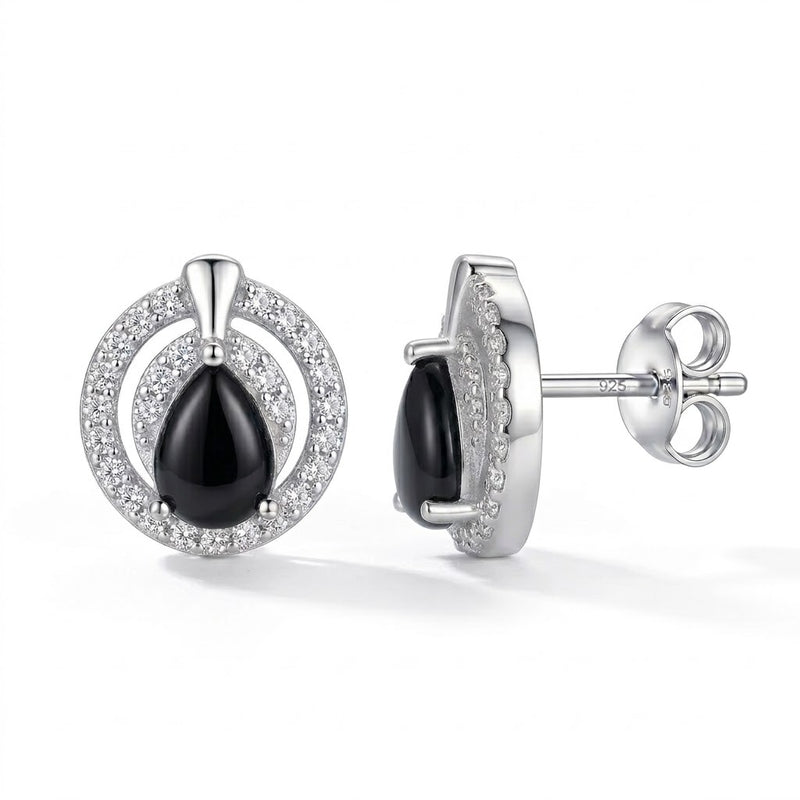 Aros Pegados Círculos Circón Negro Punta 11 mm