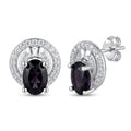 Aros Pegados Círculos Lazo Circón Negro Ovalado 10 mm