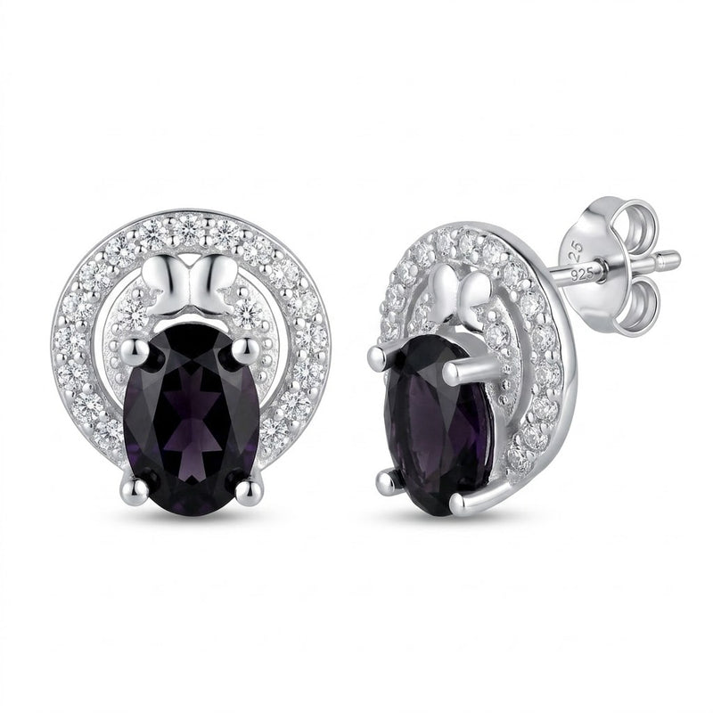 Aros Pegados Círculos Lazo Circón Negro Ovalado 10 mm