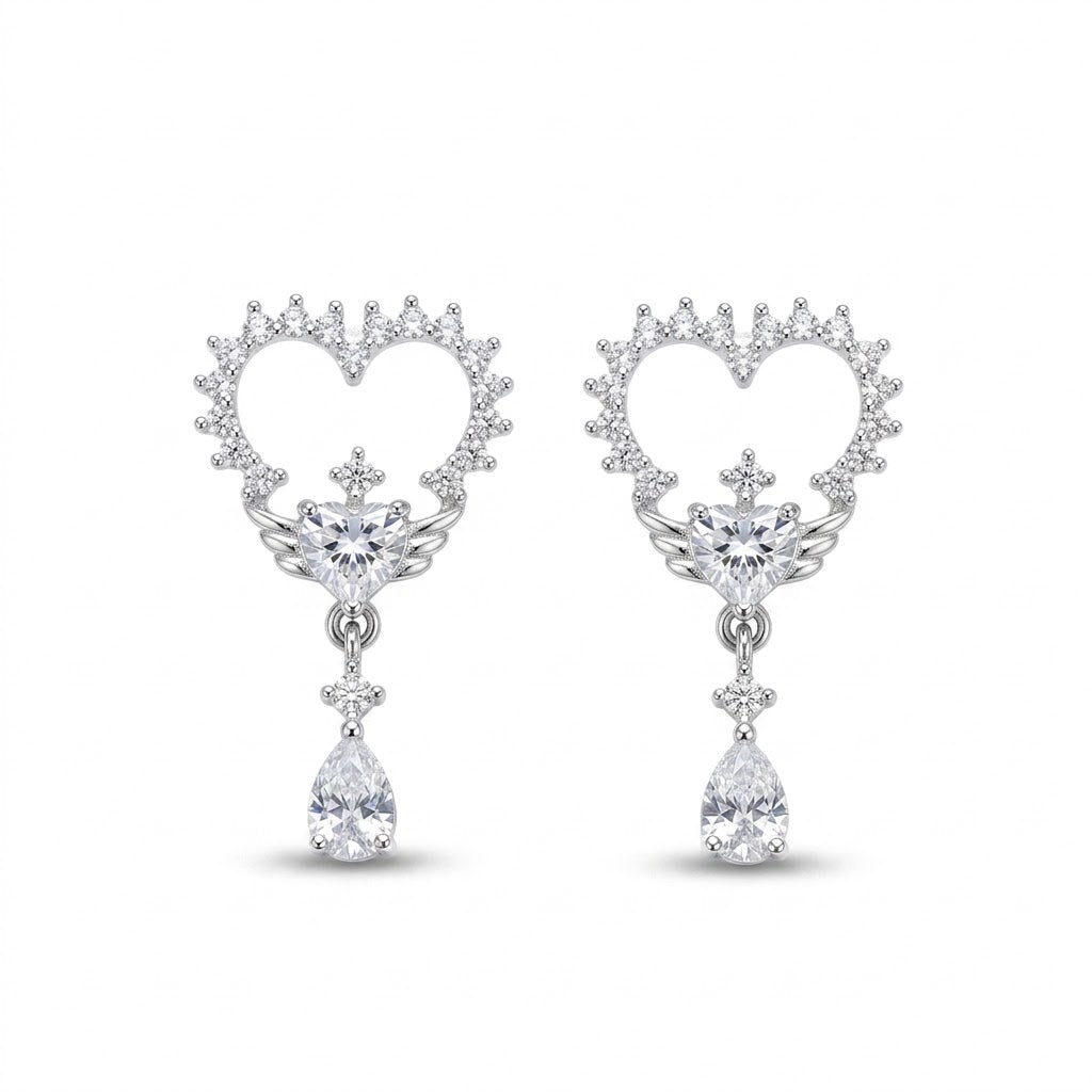 Aros Pegados Colgantes Corazón Circones