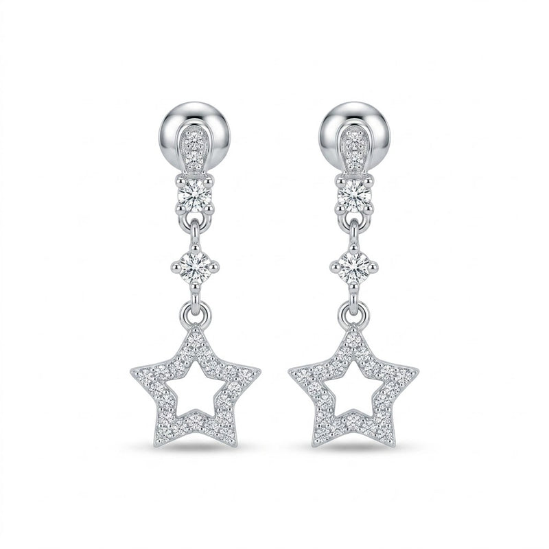 Aros Pegados Colgantes Estrellas Circones