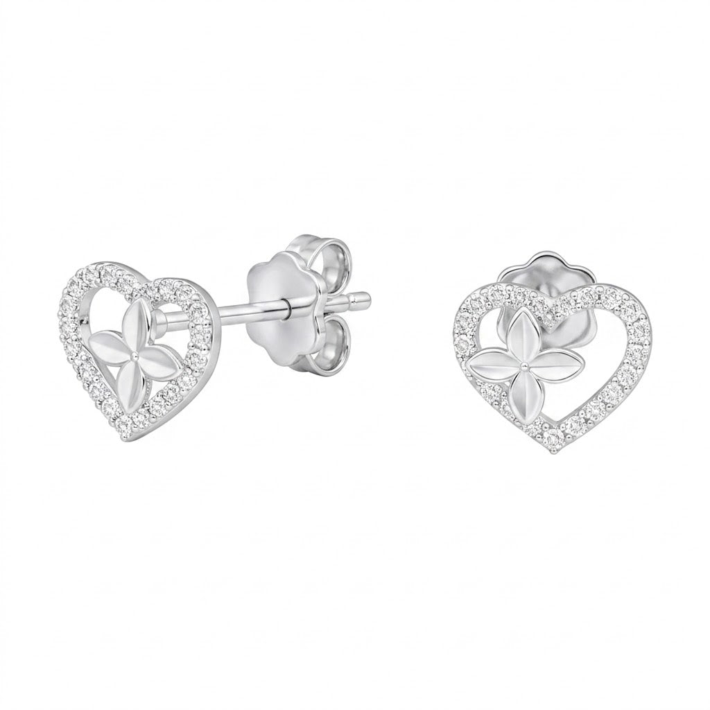 Aros Pegados Corazón Flor Circones