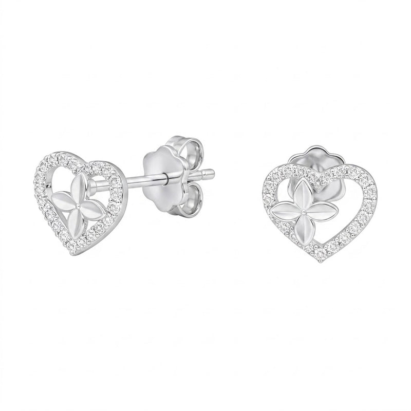 Aros Pegados Corazón Flor Circones