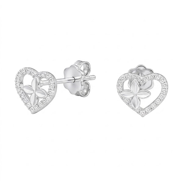 Aros Pegados Corazón Flor Circones