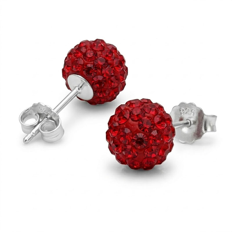 Aros Pegados Esfera Cristal Swarovski® Rojo 8 mm