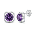 Aros Pegados Flor Circón Púrpura