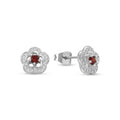Aros Pegados Flor Circón Rojo Rodeado