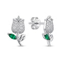 Aros Pegados Flor Circón Verde