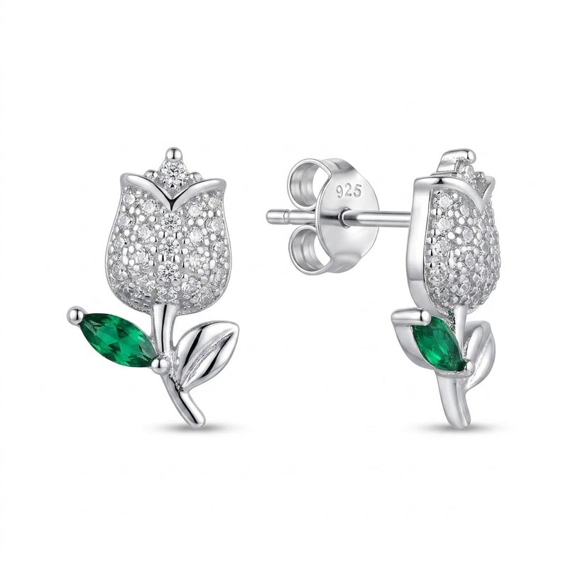 Aros Pegados Flor Circón Verde