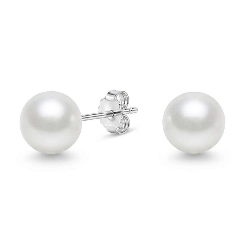 Aros Pegados Perla Blanca Sintética 8 mm