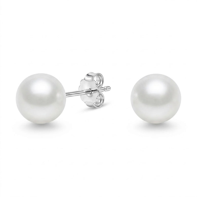 Aros Pegados Perla Blanca Sintética 8 mm