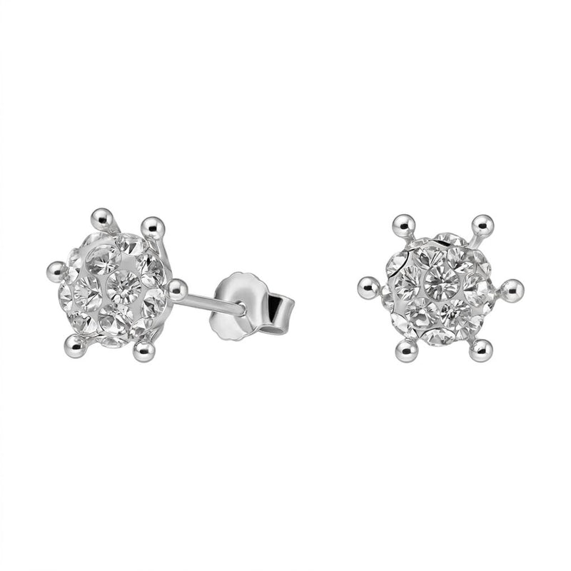 Aros Pegados Perla Canasto Strass Brillante 6 mm