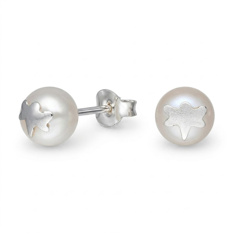 Aros Pegados Perla Libélula Piel Sintética 7 mm