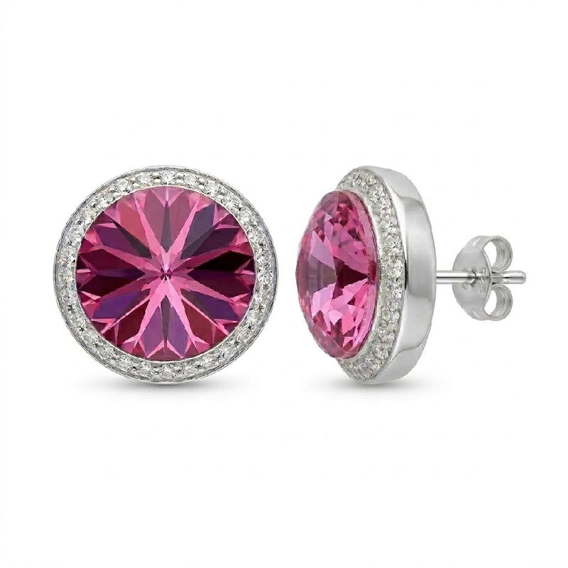 Aros Pegados Rosa Strass Cristales Swarovski®