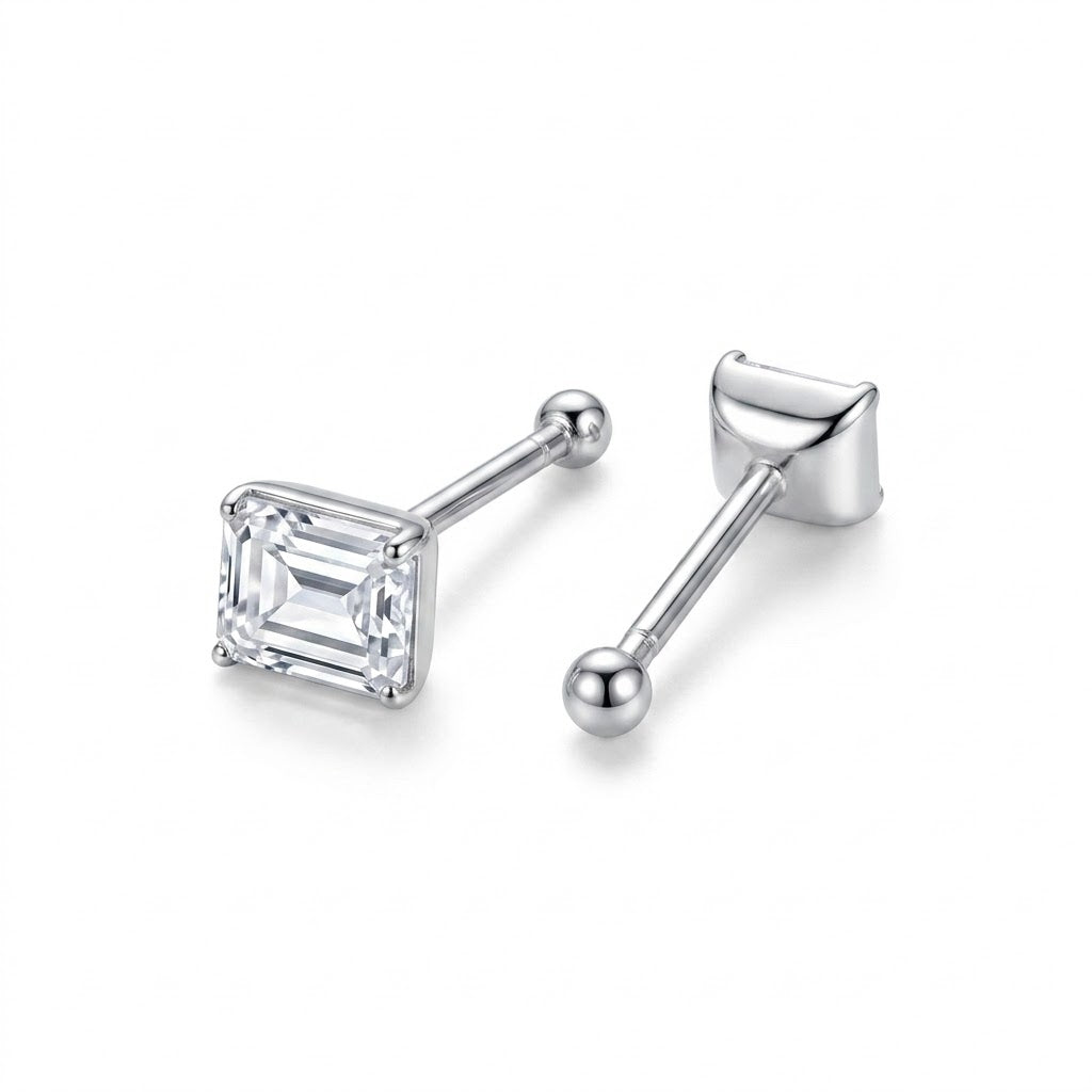 Aros Piercing Circón Rectangular 2 x 3 mm