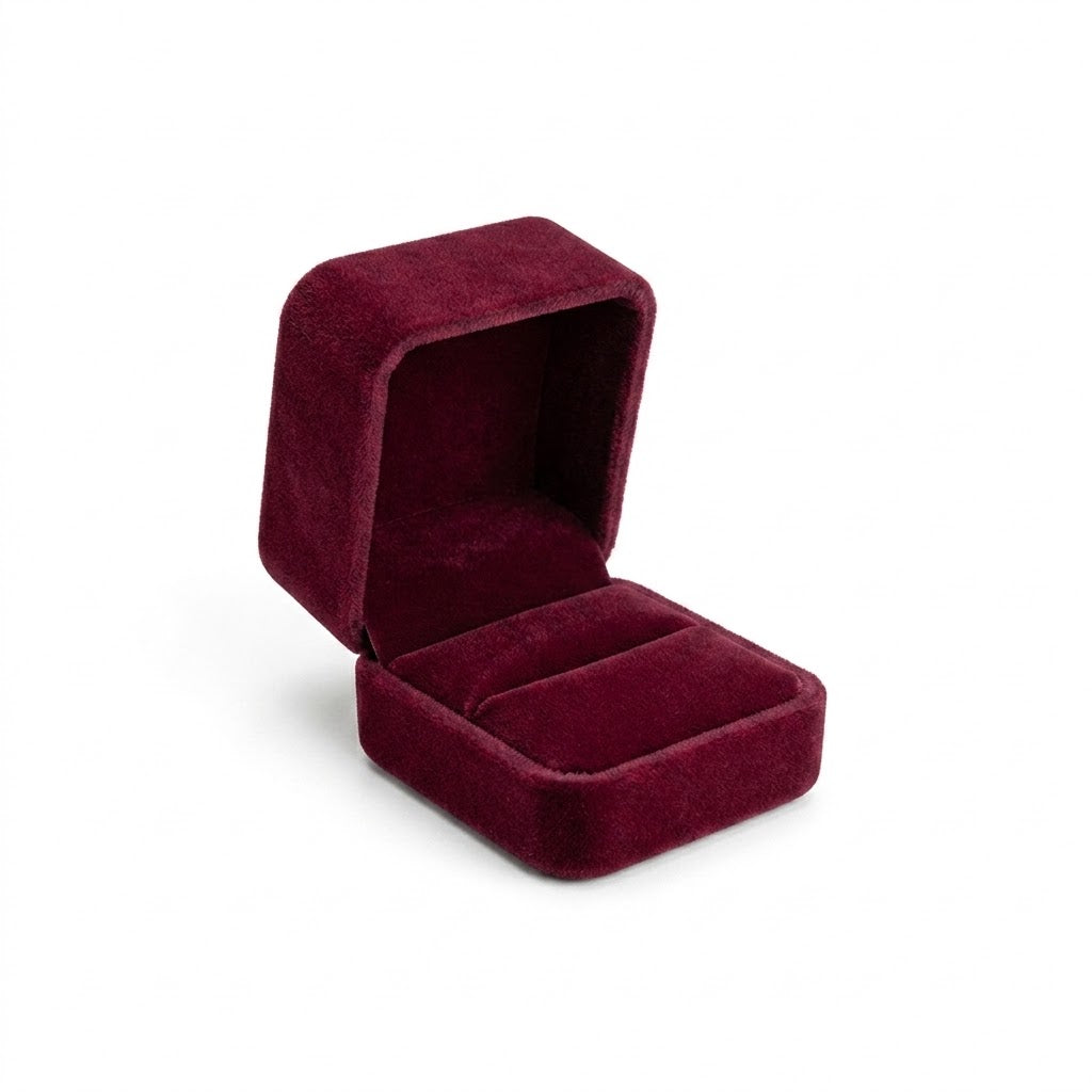 Caja Anillo Alta Terciopelo Burdeo