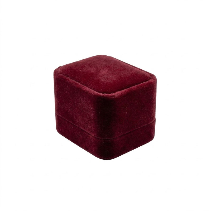 Caja Anillo Alta Terciopelo Burdeos